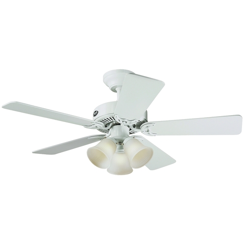 Hunter 51010 Southern Breeze Series Ceiling Fan, 5-Blade, Bleached Oak/White Blade, 42 in Sweep, Fiberboard Blade