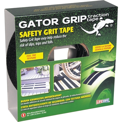 Gator Grip Traction Tape, 60 ft L, 2 in W, PVC Backing, Black