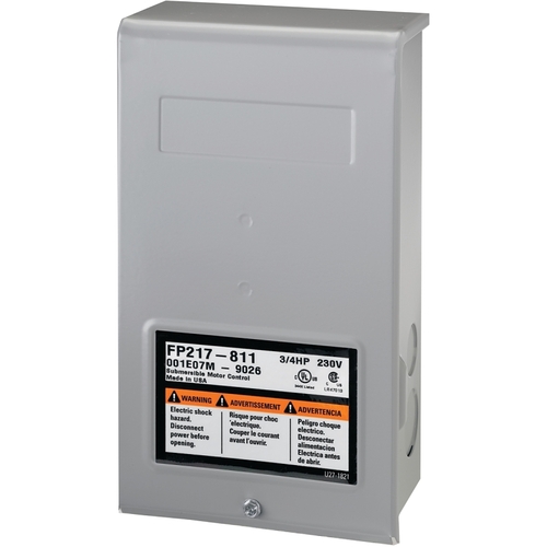 FP217-812 Control Box, 230 V, 1 hp, 3-Wire, Multiple Size Electrical Knockout, NEMA 3R Enclosure