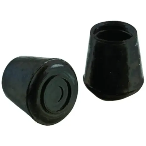 Furniture Leg Tip, Round, Rubber, Black, 1-1/8 in Dia - pack of 24