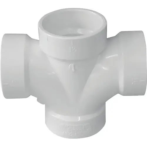 Double Sanitary Pipe Tee, 3 in, Hub, PVC, White
