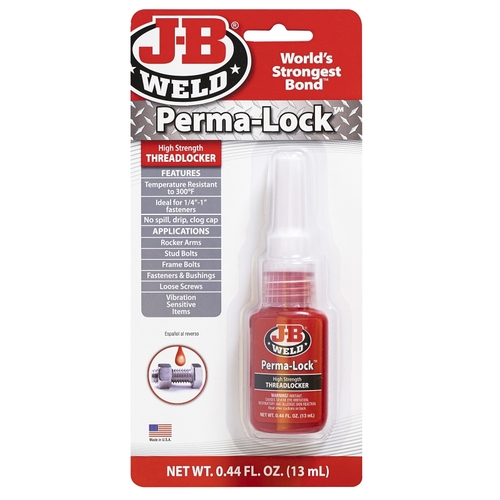J-B Weld 27113 Perma-Lock Threadlocker, Liquid, Mild Organic, Red, 13 mL Bottle