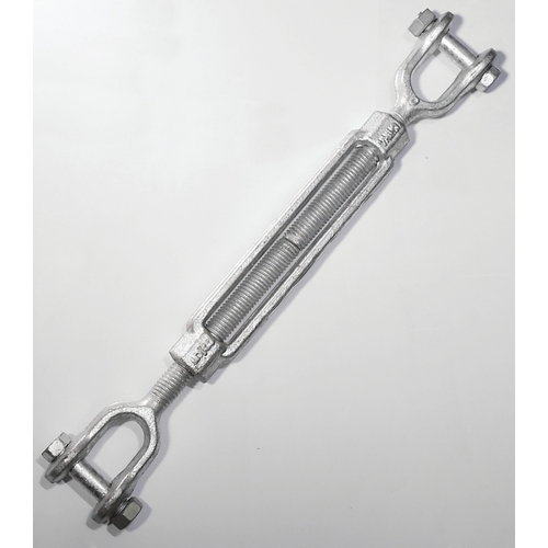 Baron 19-3/8X6 Turnbuckle, 1200 lb Working Load, 3/8 in Thread, Jaw, Jaw, 6 in L Take-Up, Galvanized Steel