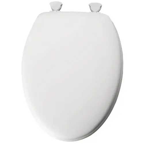 Toilet Seat, Elongated, Molded Wood, White, Twist Hinge