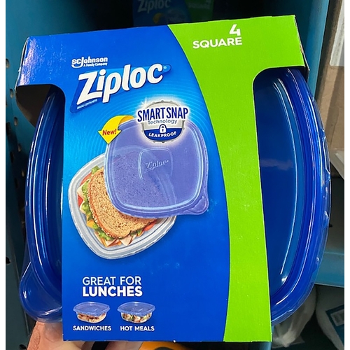 ZIPLOC 00834 70935 Food Container, 24 oz Capacity, Plastic, Clear, 6-1/8 in L, 6-1/8 in W, 2-1/4 in H - pack of 4
