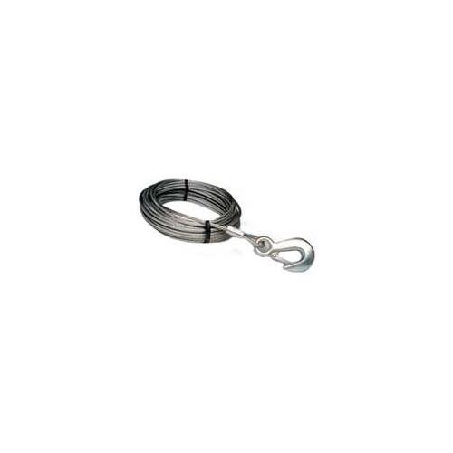 Winch Cable, 7/32 in Dia, 50 ft L, Hook End, Galvanized Steel