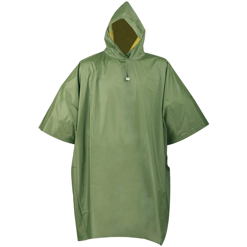 Diamondback 2690 Poncho, One-Size, PVC, Olive/Yellow, Drawstring Collar, Side Snap Closure