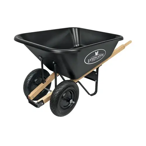 Landscapers Select 34565 Wheelbarrow, 8 cu-ft Volume, Polypropylene Co-Polymer, 2 -Wheel, Pneumatic Wheel, 16 in Wheel Black