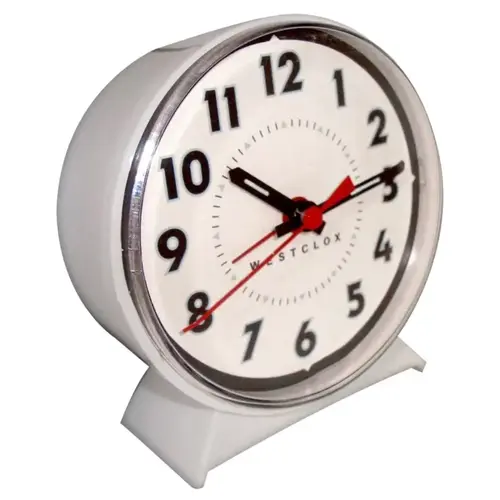 Westclox 15550 Alarm Clock, Plastic Case, White Case