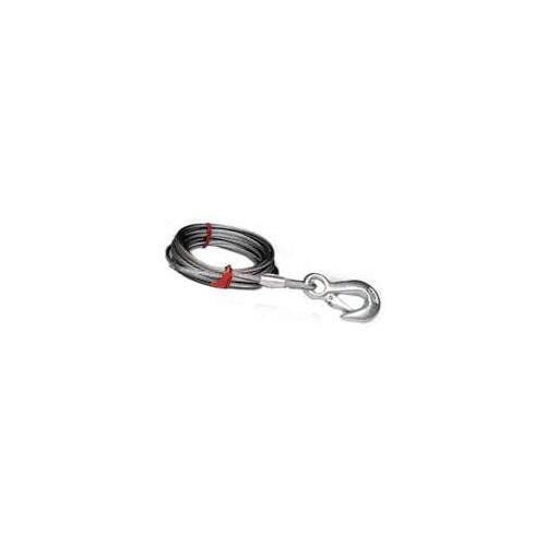 Winch Cable, 3/16 in Dia, 25 ft L, Hook End, Galvanized Steel