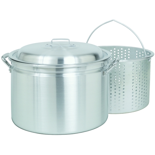 Stock Pot with Basket, 24 qt Capacity, Aluminum