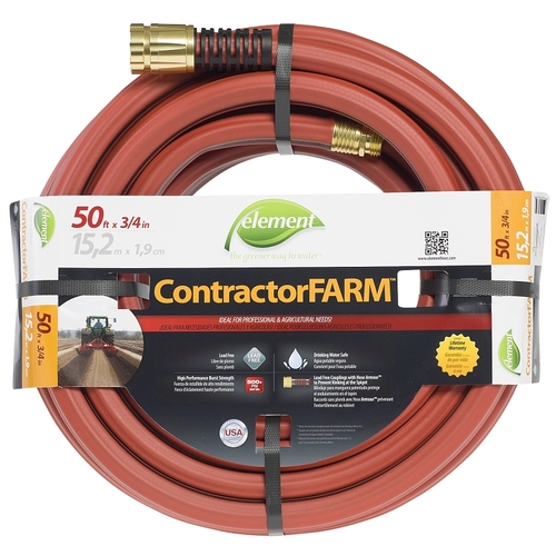 Swan CELCF34050 Element ContractorFARM ELCF34050 Water Hose with Brass Coupling, 50 ft L