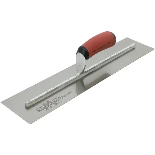 Finishing Trowel, 18 in L Blade, 4 in W Blade, Spring Steel Blade, Square End, Curved Handle