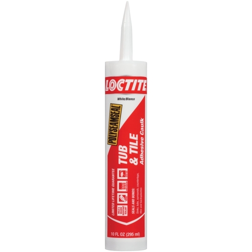 Loctite 2154739 2-In-1 Tub and Tile Adhesive Caulk, White, 20 to 170 deg F, 10 oz Cartridge