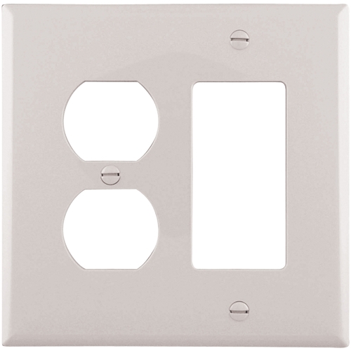 Combination Wallplate, 4-7/8 in L, 4-15/16 in W, 2 -Gang, Polycarbonate, White - pack of 20