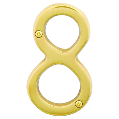 House Number, Character: 8, 4 in H Character, Brass Character, Solid Brass