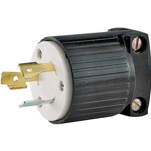 Eaton L520P Electrical Plug, 2 -Pole, 20 A, 125 V, NEMA: NEMA L5-20, Black/White