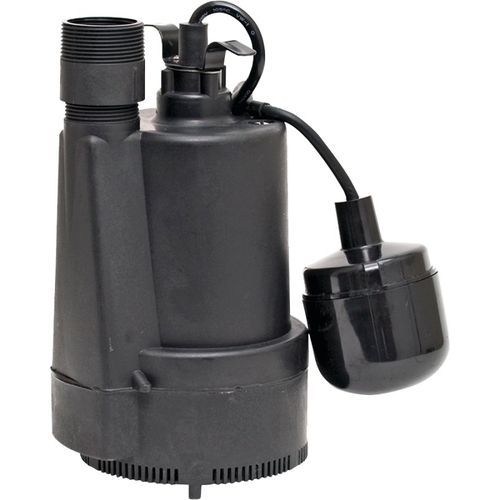 SUPERIOR PUMP 92330 Sump Pump, 4.1 A, 120 V, 0.33 hp, 1-1/4 x 1-1/2 in Outlet, 40 gpm, Thermoplastic