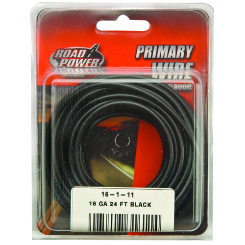Road Power 55666633/16-1-11 Electrical Wire, 16 AWG Wire, 1-Conductor, 25/60 VAC/VDC, Copper Conductor, Black Sheath