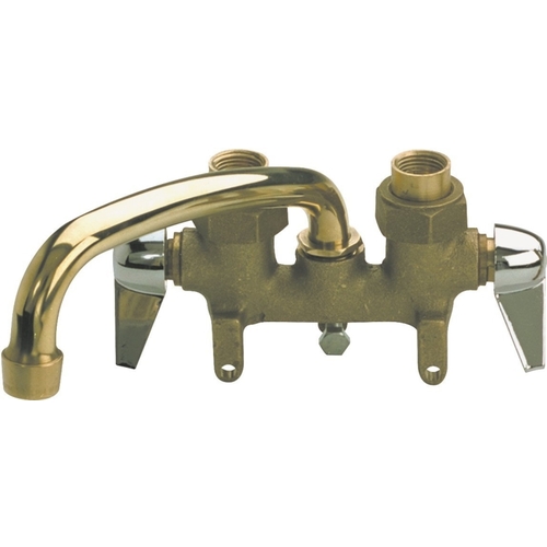 Laundry Faucet, 2-Faucet Handle, Brass, Chrome Plated, Clamp Mounting