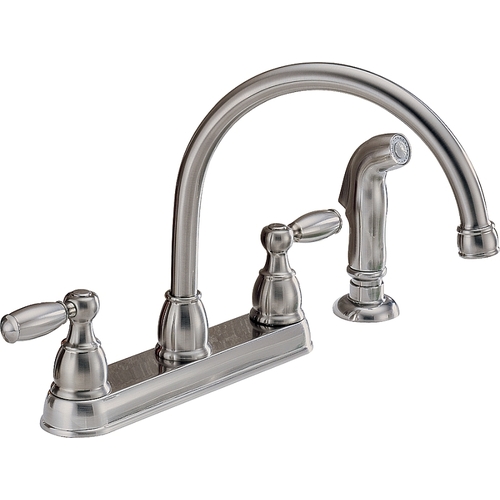 Delta P299575LF-SS Peerless Claymore Series Kitchen Faucet, 1.8 gpm, 2-Faucet Handle, Stainless Steel, Deck Mounting