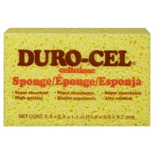 Duro-Cel 3070 0 Sponge, 6 in L, 4 in W, 1-1/2 in Thick, Cellulose, Yellow