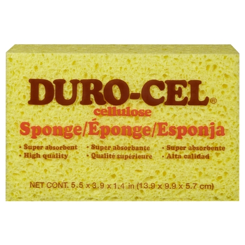 0 Sponge, 6 in L, 4 in W, 1-1/2 in Thick, Cellulose, Yellow