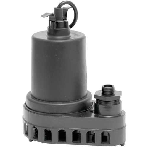 SUPERIOR PUMP 91570 Submersible Utility Pump, 4.9 A, 120 V, 0.5 hp, 1-1/2 in Outlet, 55 gpm, Thermoplastic Impeller