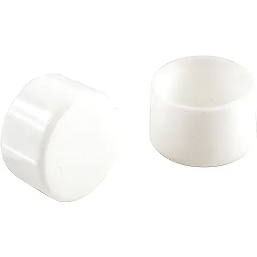 Furniture Leg Tip, Round, Plastic, White, 1-1/4 in Dia - pack of 24