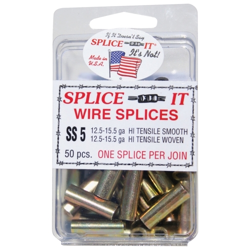 NEW FARM SS5 Wire Splice, Stainless Steel, For: 12.5 to 15.5 ga Hi-Ten Smooth, Woven Fence - pack of 50