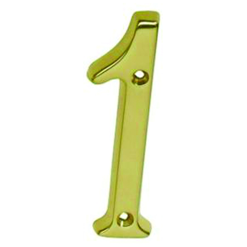House Number, Character: 1, 4 in H Character, Brass Character, Solid Brass
