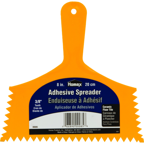 Homax 85 Adhesive Spreader Knife, Notched Blade, Polystyrene Blade, Polystyrene Handle, Reinforced Handle