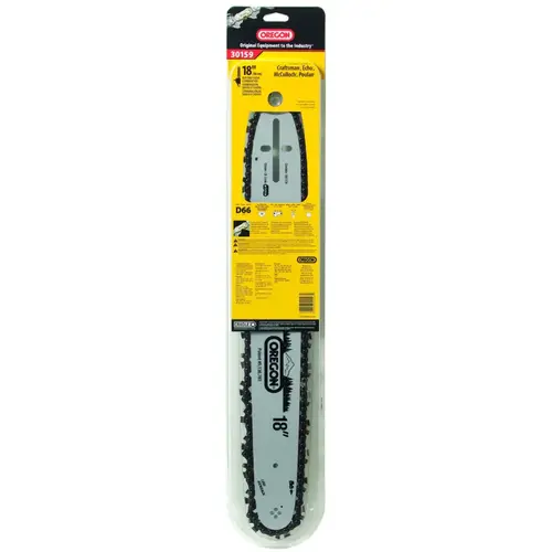 Oregon 30159 AdvanceCut Bar and Chain Combo, Small Bar Nose Radius, 66-Drive Link, 72V Chain, 3/8 in TPI/Pitch