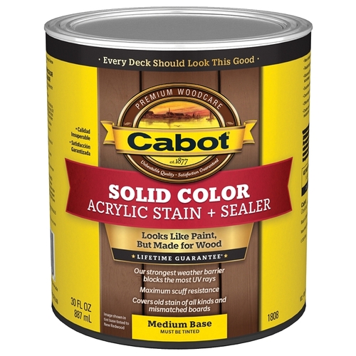 1800 Series 140.000.005 Exterior Stain, Solid Color, Medium Base, 1 qt