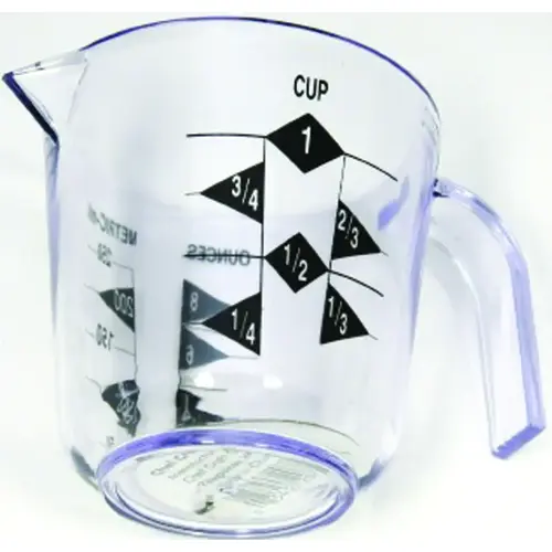 Measuring Cup, Metric Graduation, Plastic, Clear