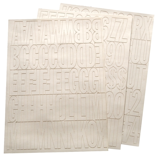 Die-Cut Number and Letter Set, 2 in H Character, White Character, White Background, Vinyl