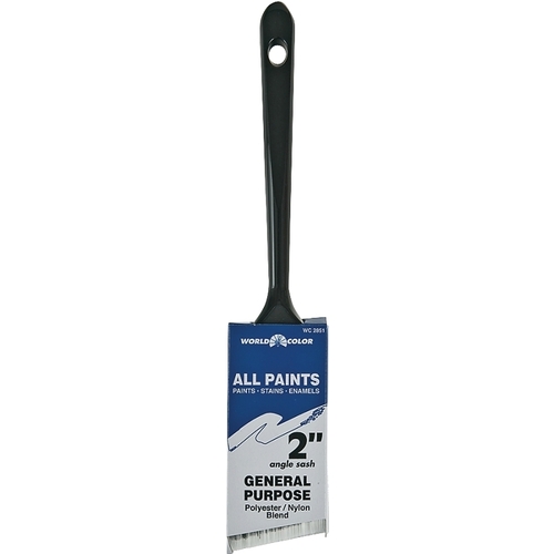 WC Paint Brush, 2 in W, 2-1/2 in L Bristle, Nylon/Polyester Bristle, Sash Handle Silver