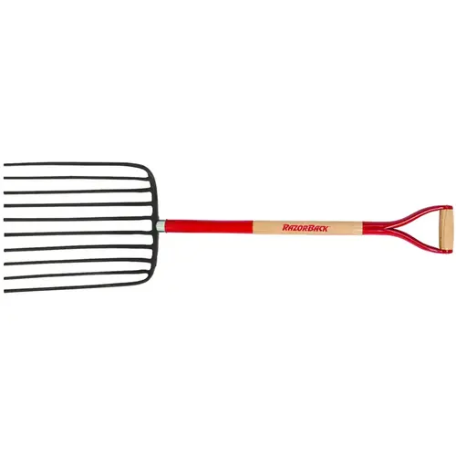 Cotton Seed Fork, 15-3/4 in W Tine, 16 in L Tines, Diamond Shaped Tine, 10 -Tine, Steel Tine