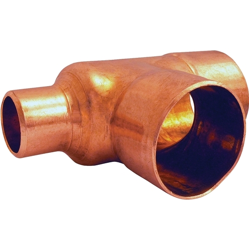 111R Series Reducing Pipe Tee, 3/4 x 1/2 x 3/4 in, Sweat, Copper