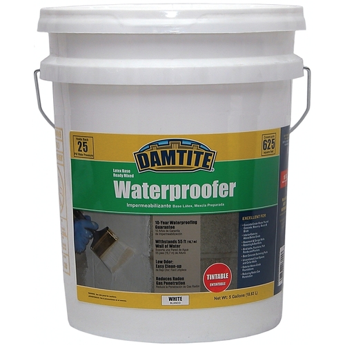 DAMTITE 03555 Latex Waterproofer, White, Liquid, 5 gal Pail
