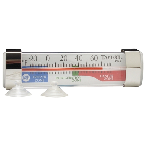 TAYLOR 5925N Fridge/Freezer Thermometer,-20 to 80 deg F, Analog Display, White