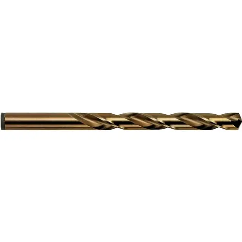 Jobber Drill Bit, 27/64 in Dia, 5-3/8 in OAL, Spiral Flute, 27/64 in Dia Shank, Cylinder Shank Gold Oxide