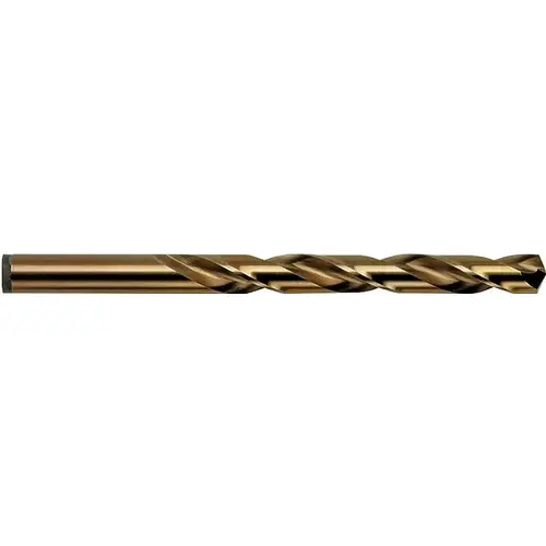 Jobber Drill Bit, 19/64 in Dia, 4-3/8 in OAL, Spiral Flute, 19/64 in Dia Shank, Cylinder Shank Gold Oxide