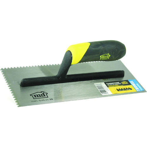 Tile Installation Trowel, 11 in L, 4-1/2 in W, Square Notch, Comfort Grip Handle