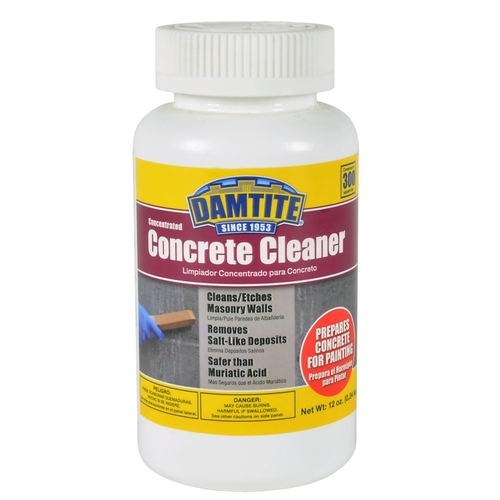 DAMTITE 09712 Concrete Cleaner, Solid, Odorless, Opaque White, 12 oz, Bottle