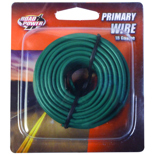 Electrical Wire, 18 AWG Wire, 25/60 VAC/VDC, Copper Conductor, Green Sheath, 33 ft L