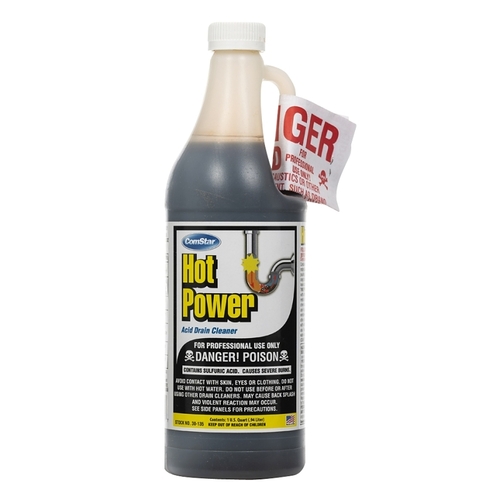 Hot Power Drain Cleaner, Liquid, Amber, Sharp, 1 qt Bottle - pack of 12