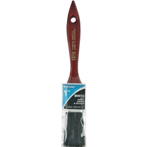 -1 Varnish/Wall Brush, 1 in W, 2 in L Bristle, China Bristle, Varnish Handle Black/Walnut