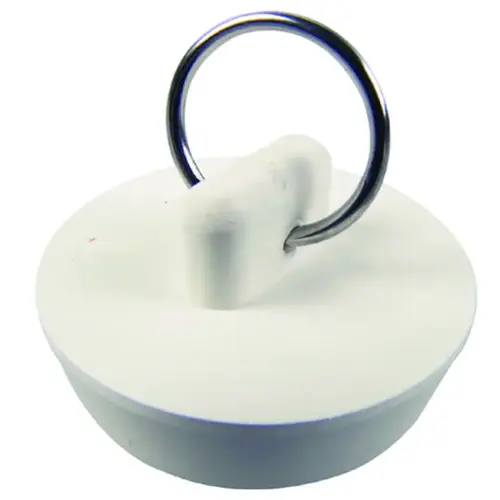 Drain Stopper, Rubber, White, For: 1-3/8 in Drain, Universal Sink