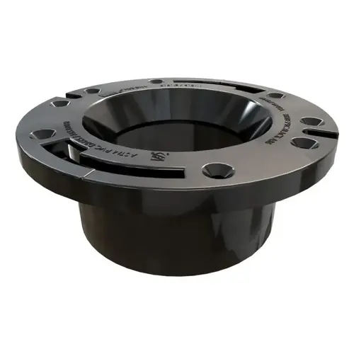 Closet Flange, 4 in Connection, ABS, Black, For: 4 in Pipes